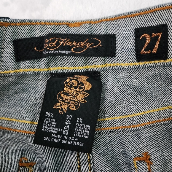 Ed Hardy by Christian Audigier Scull Pocket Lo Rise Straight Leg Jeans - Picture 6 of 6